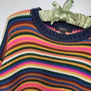 Forever 21 - Multi-Colored Rainbow Striped Oversized Sweater